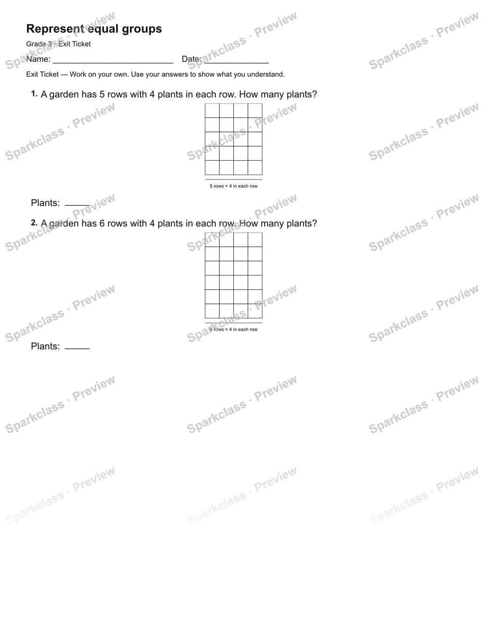 Represent equal groups — Exit Ticket — page 2
