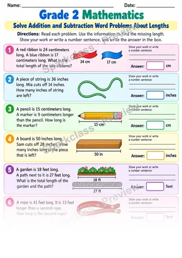 2.MD.B.5 · Length Word Problems Guided — Grade 2 worksheet preview