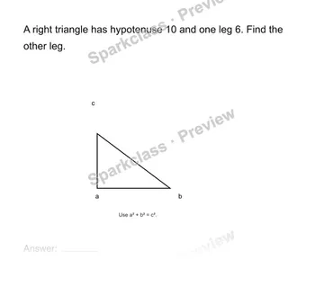 Find a missing leg — Grade 8 problem preview