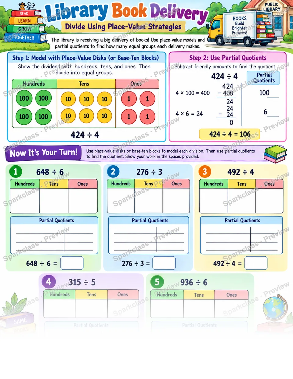 Divide With Place Value Strategies — page 1