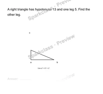 Find a missing leg — Grade 8 problem preview