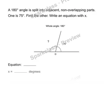 Find an unknown angle — Grade 4 problem preview