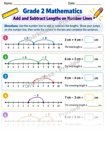 2.MD.B.6 · Length Number Line Review — Grade 2 worksheet preview