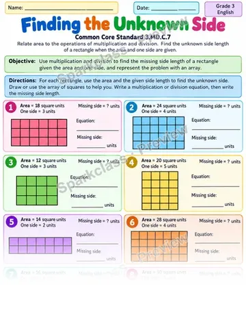 Unknown Area Side 01 — Grade 3 worksheet preview