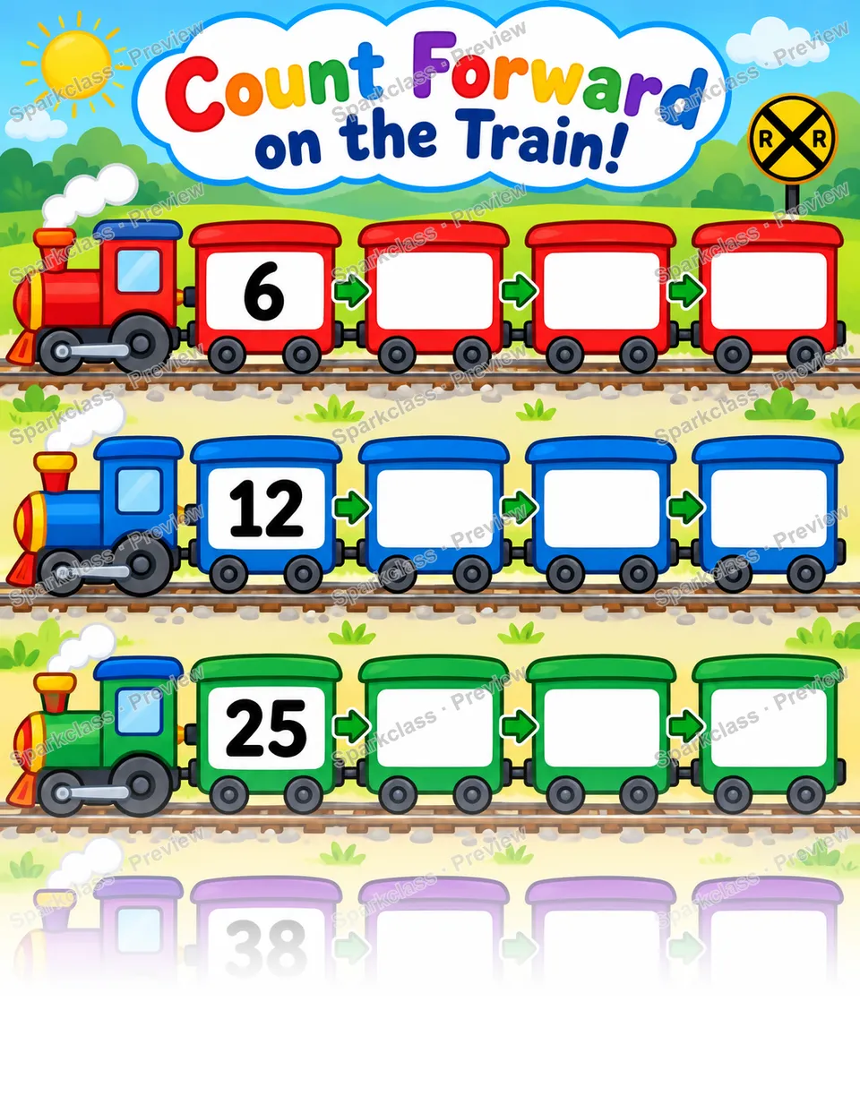 Basic Count Forward · Number Train — page 1