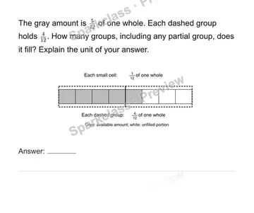 Interpret fractional groups and remainders — Grade 6 problem preview