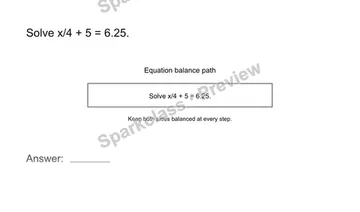 Solve an equation with fractions — Grade 8 problem preview