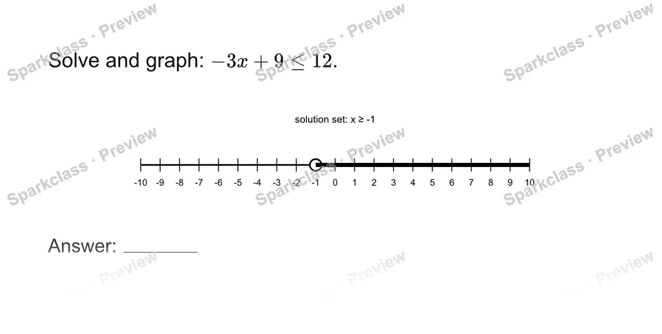 Solve a two-step inequality — page 1