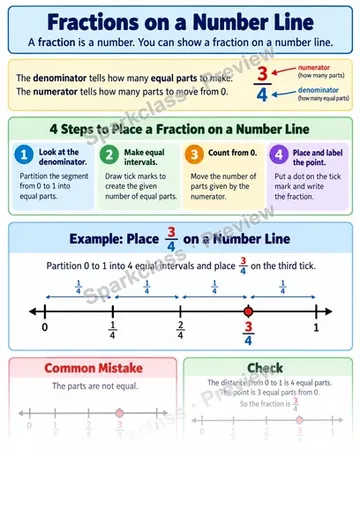 Knowledge Guide · Fractions on a Number Line — Grade 3 worksheet preview