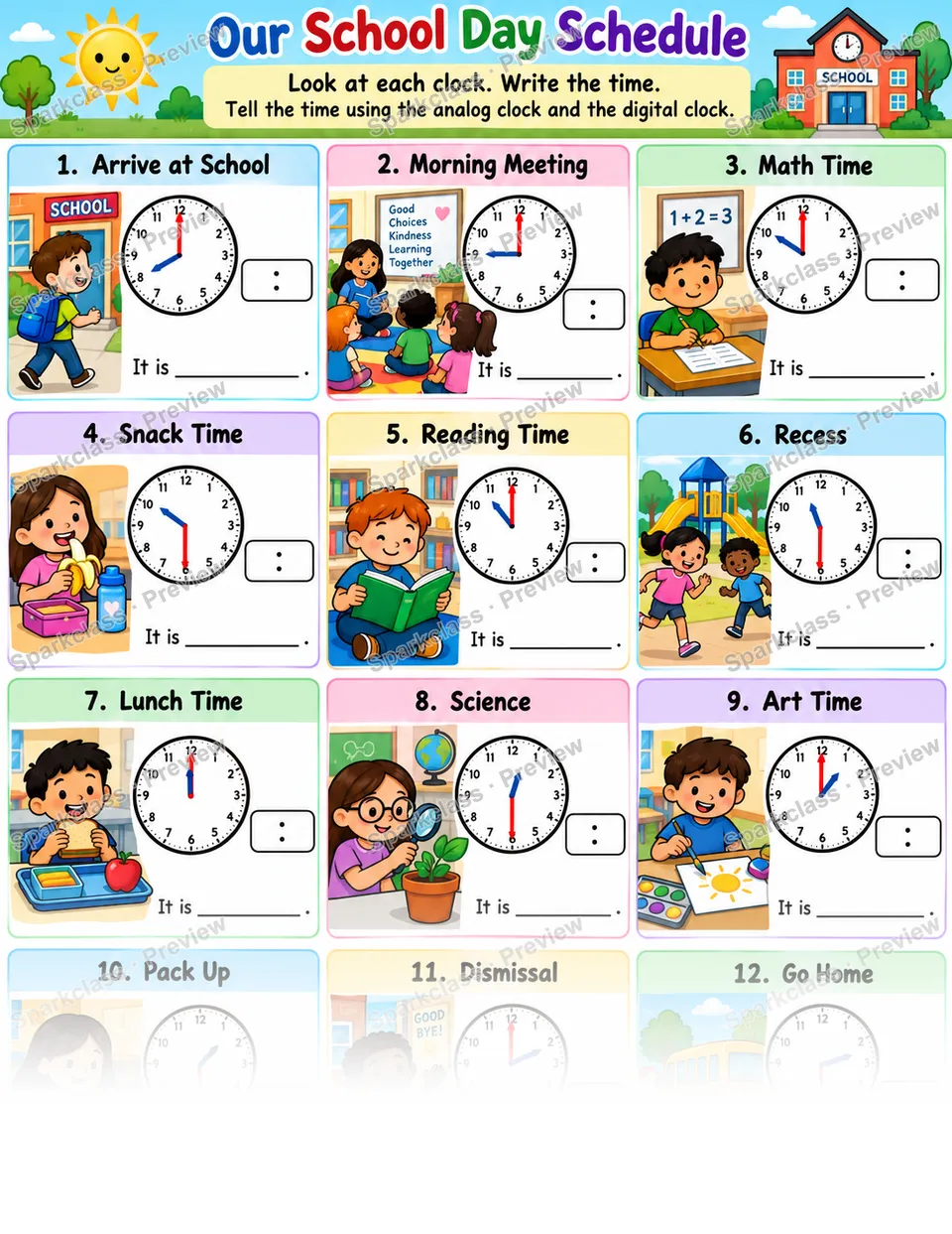 School Day Time Schedule Extra — page 1