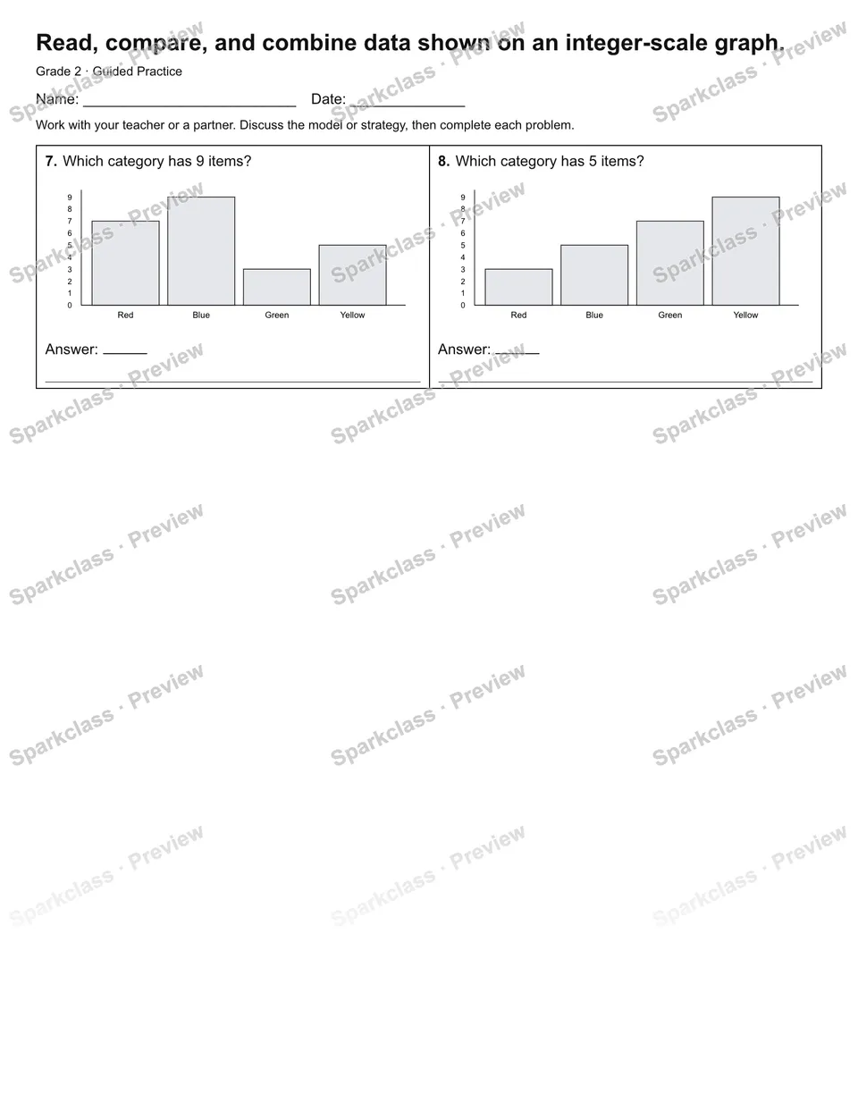 Read, compare, and combine data shown on an integer-scale graph. — Guided Practice — page 2