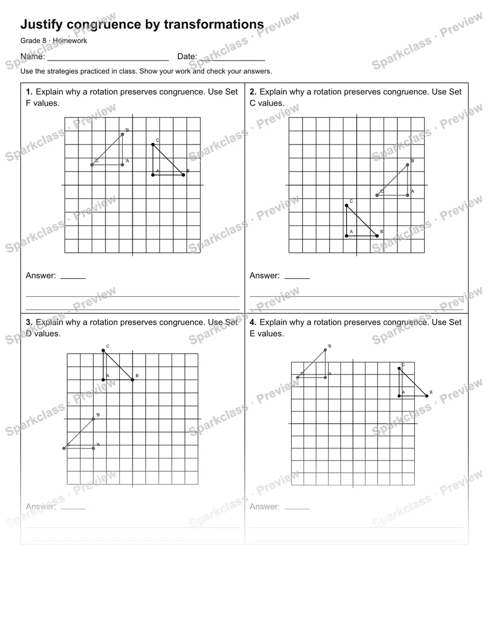 Justify congruence by transformations — Homework — page 1