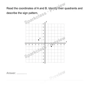 Use four quadrants, reflections and axis-aligned distances — Grade 6 problem preview