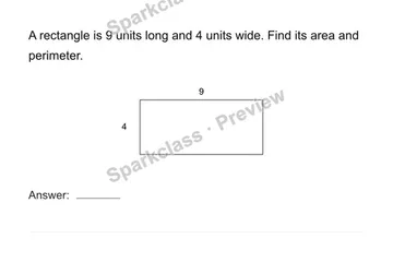 Use rectangle area and perimeter — Grade 4 problem preview