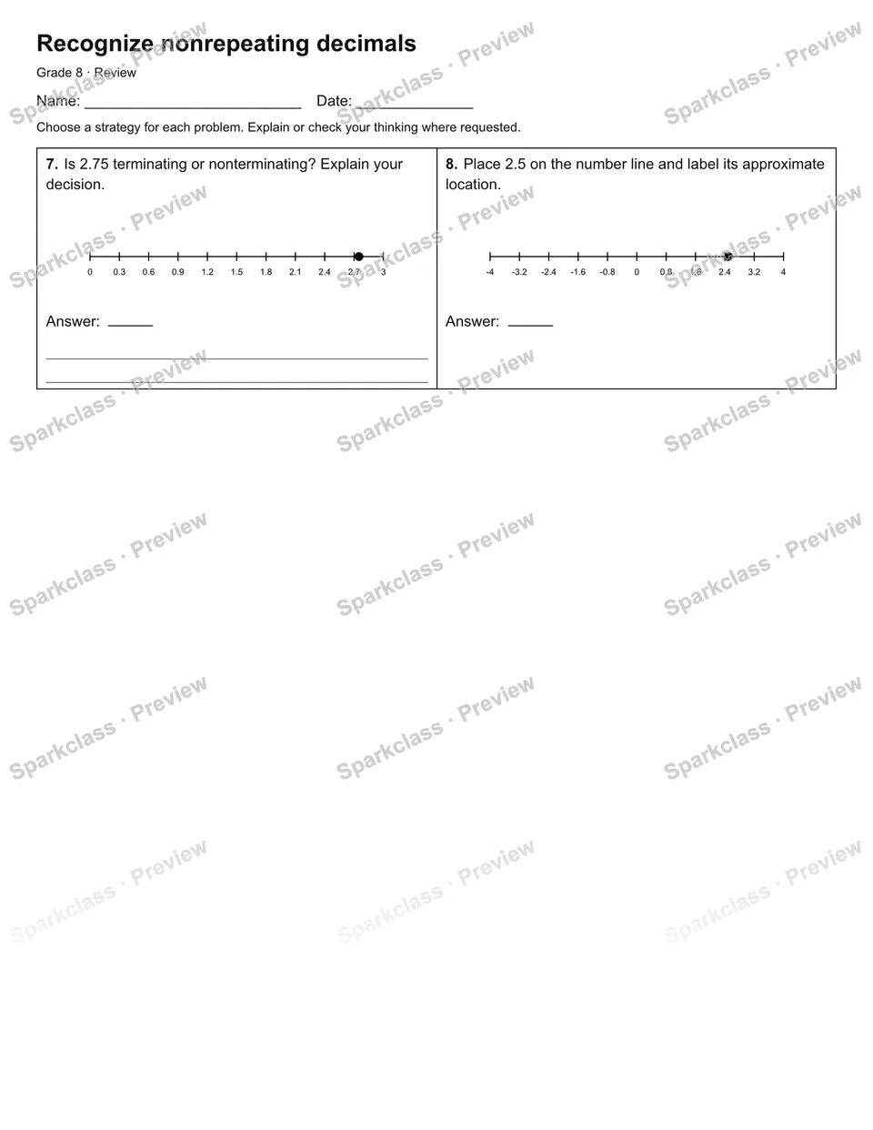 Recognize nonrepeating decimals — Review — page 2