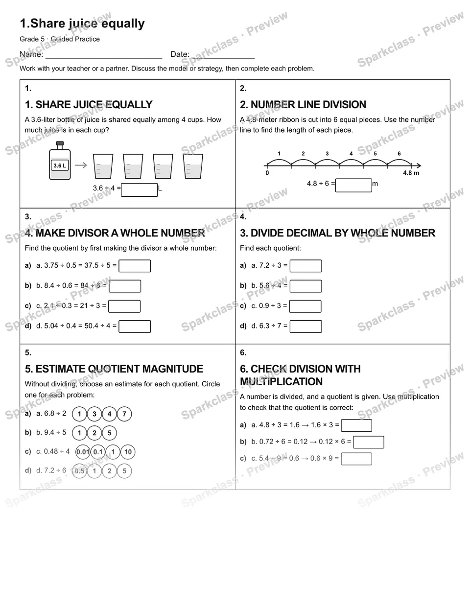 1.Share juice equally — Guided Practice — page 1