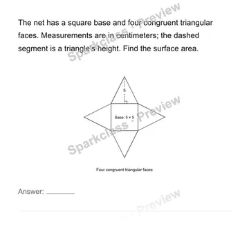 Use triangle-and-rectangle nets for surface area — Grade 6 problem preview