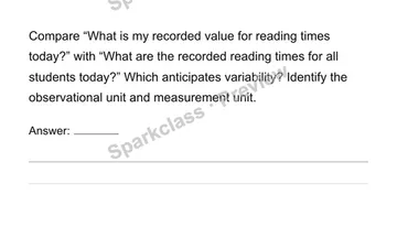 Recognize statistical questions, observations and units — Grade 6 problem preview
