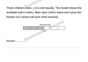 Share a fractional amount equally — Grade 6 problem preview