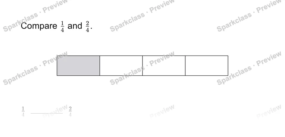 Compare same denominators — page 1