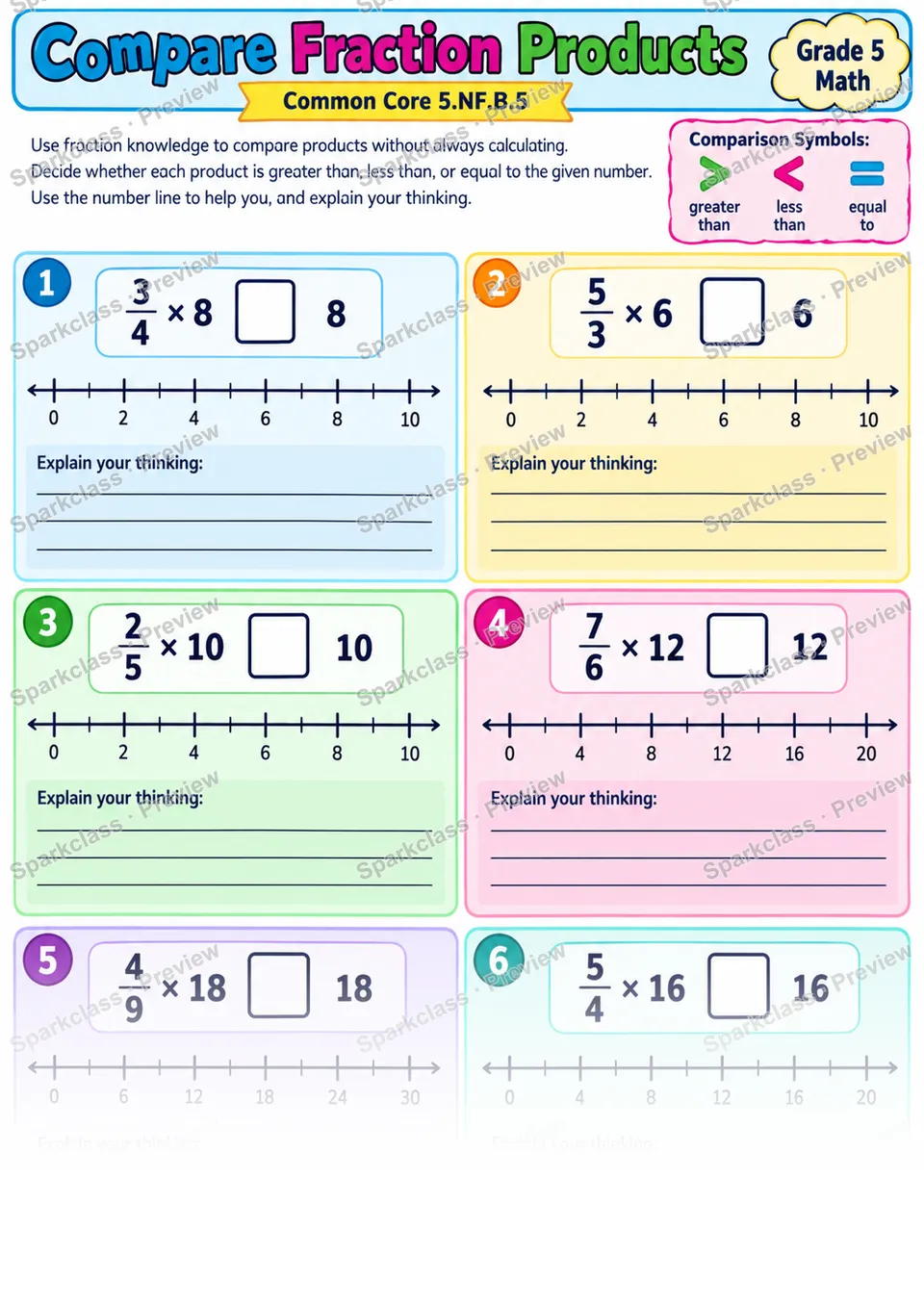 Compare Fraction Product Size — page 1
