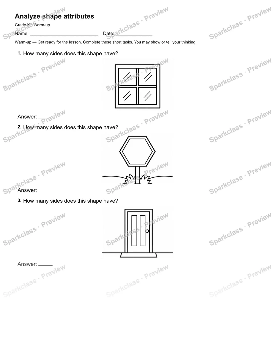 Analyze shape attributes — Warm-up — page 1