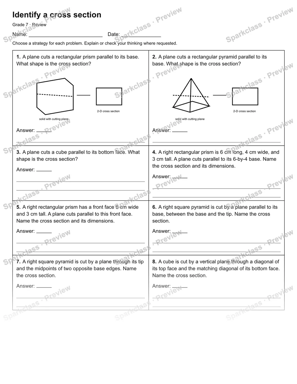 Identify a cross section — Review — page 1