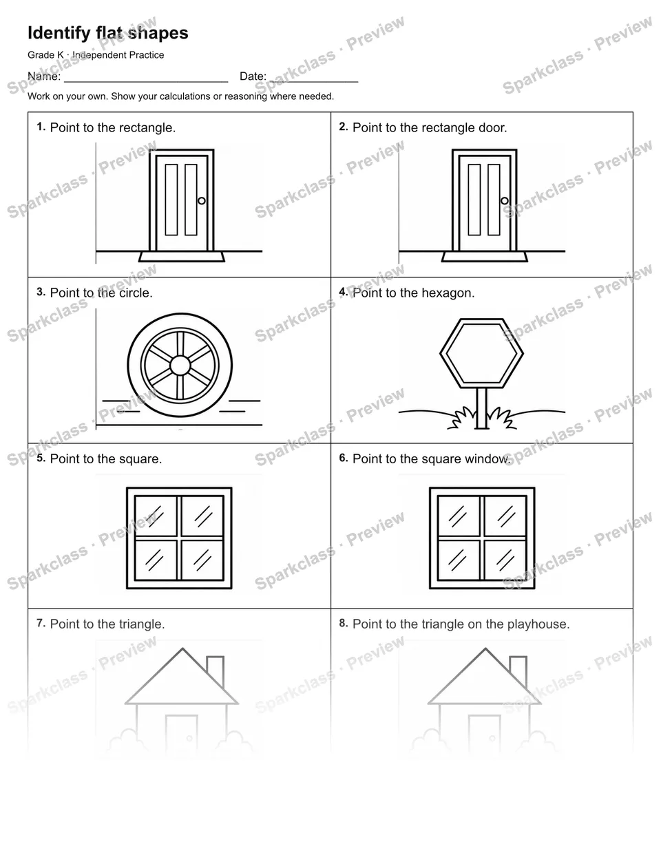 Identify flat shapes — Independent Practice — page 1