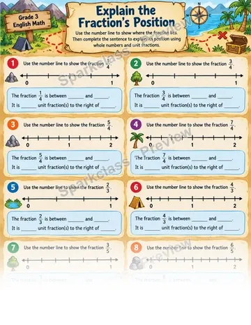 Explain Number Line Position — Grade 3 worksheet preview