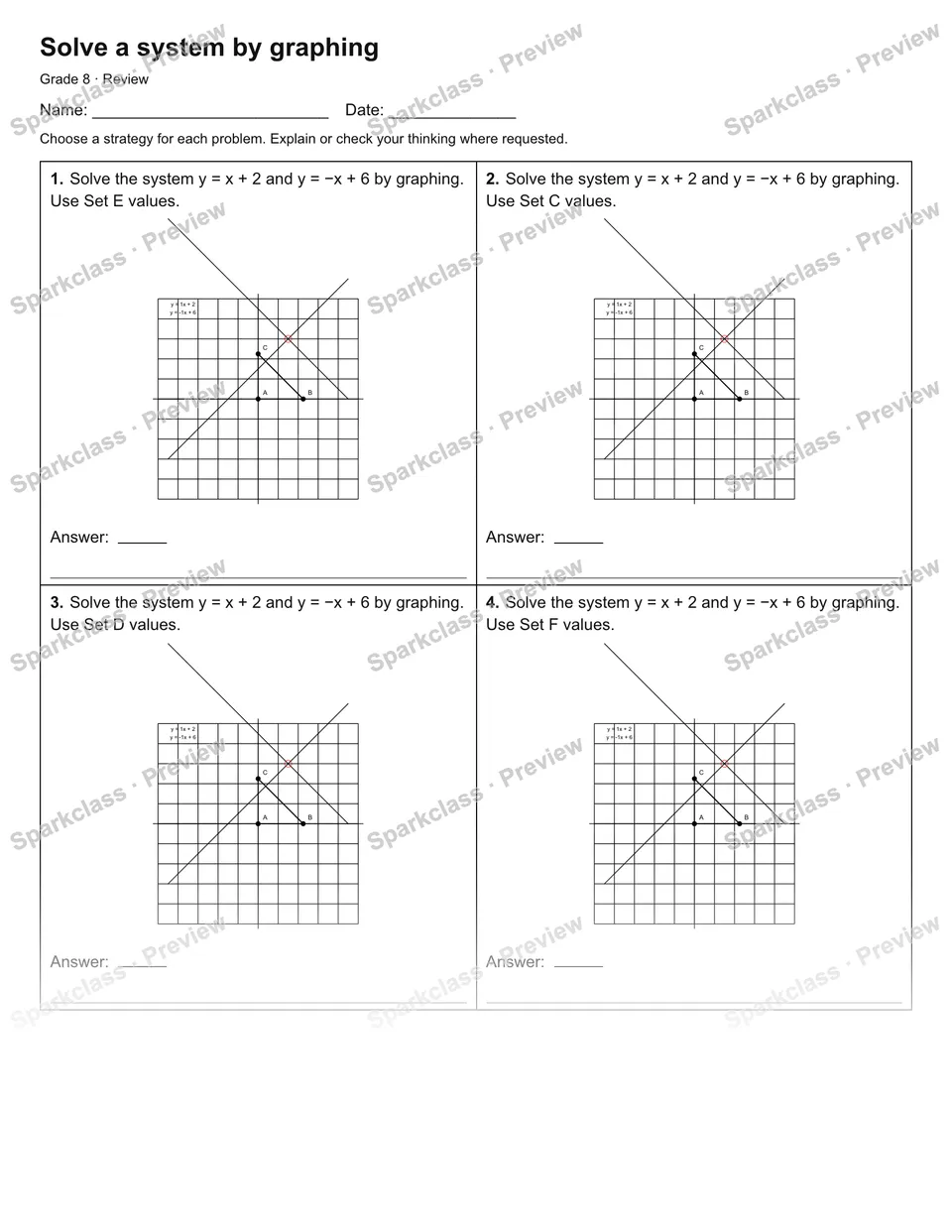 Solve a system by graphing — Review — page 1
