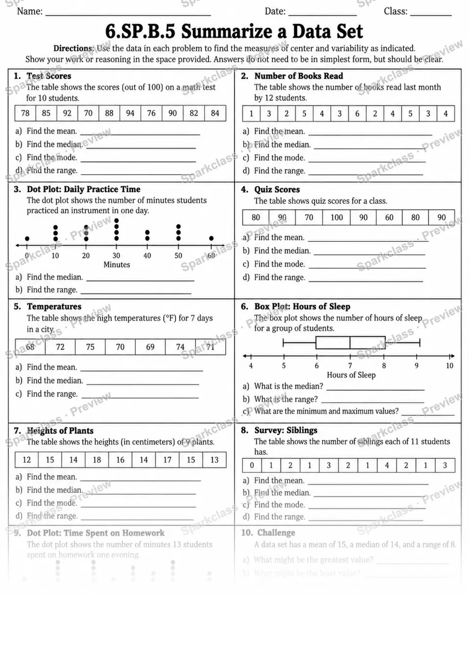 Summarize a Data Set — page 1