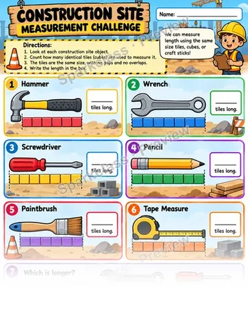 Construction Site Measurement — Grade 1 worksheet preview