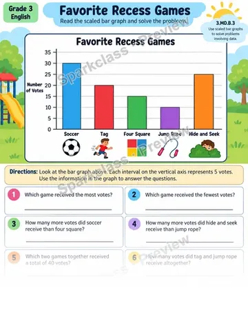 Read Scaled Bar Graph 02 — Grade 3 worksheet preview