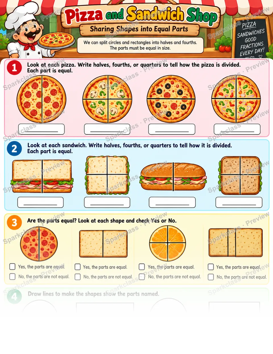 Equal Shares Pizza Shop — page 1