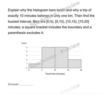 Construct and interpret equal-width histograms — Grade 6 problem preview
