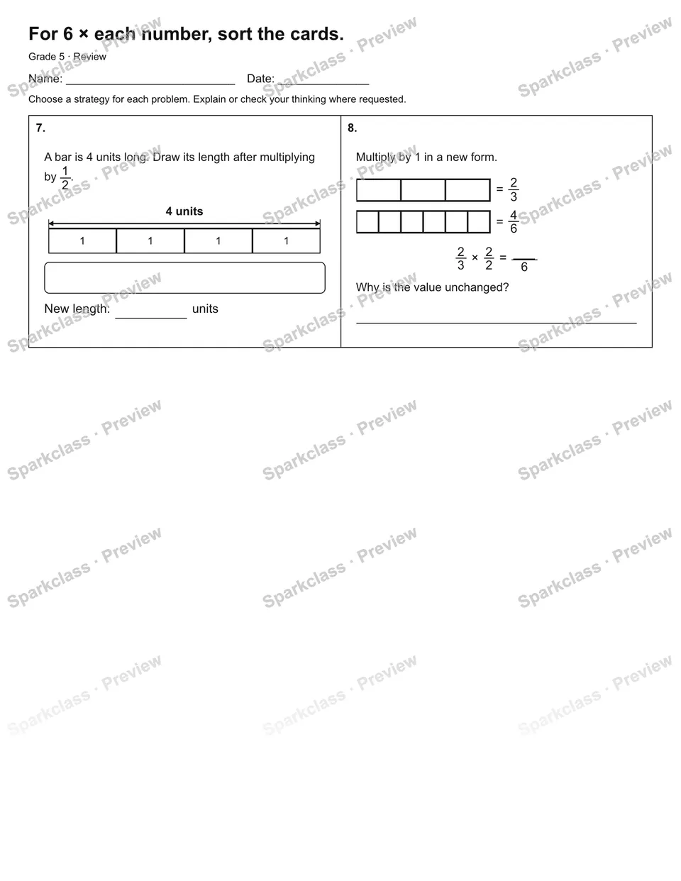 For 6 × each number, sort the cards. — Review — page 2