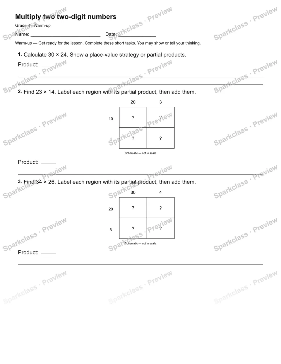Multiply two two-digit numbers — Warm-up — page 2