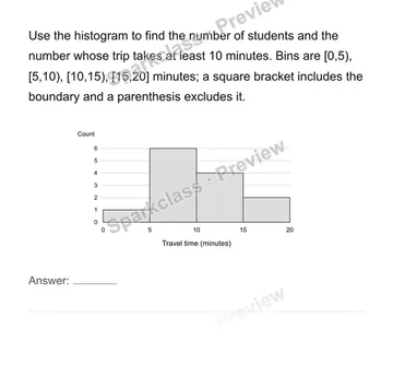 Construct and interpret equal-width histograms — Grade 6 problem preview