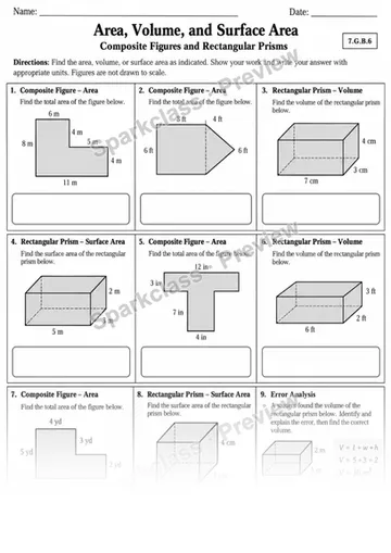 7.G.B.6 · 6 Area Volume Surface Independent 3 — Grade 7 worksheet preview