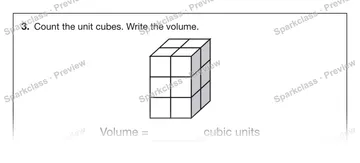 3. Count the unit cubes. Write the volume. Volume = cubic units — Grade 5 problem preview