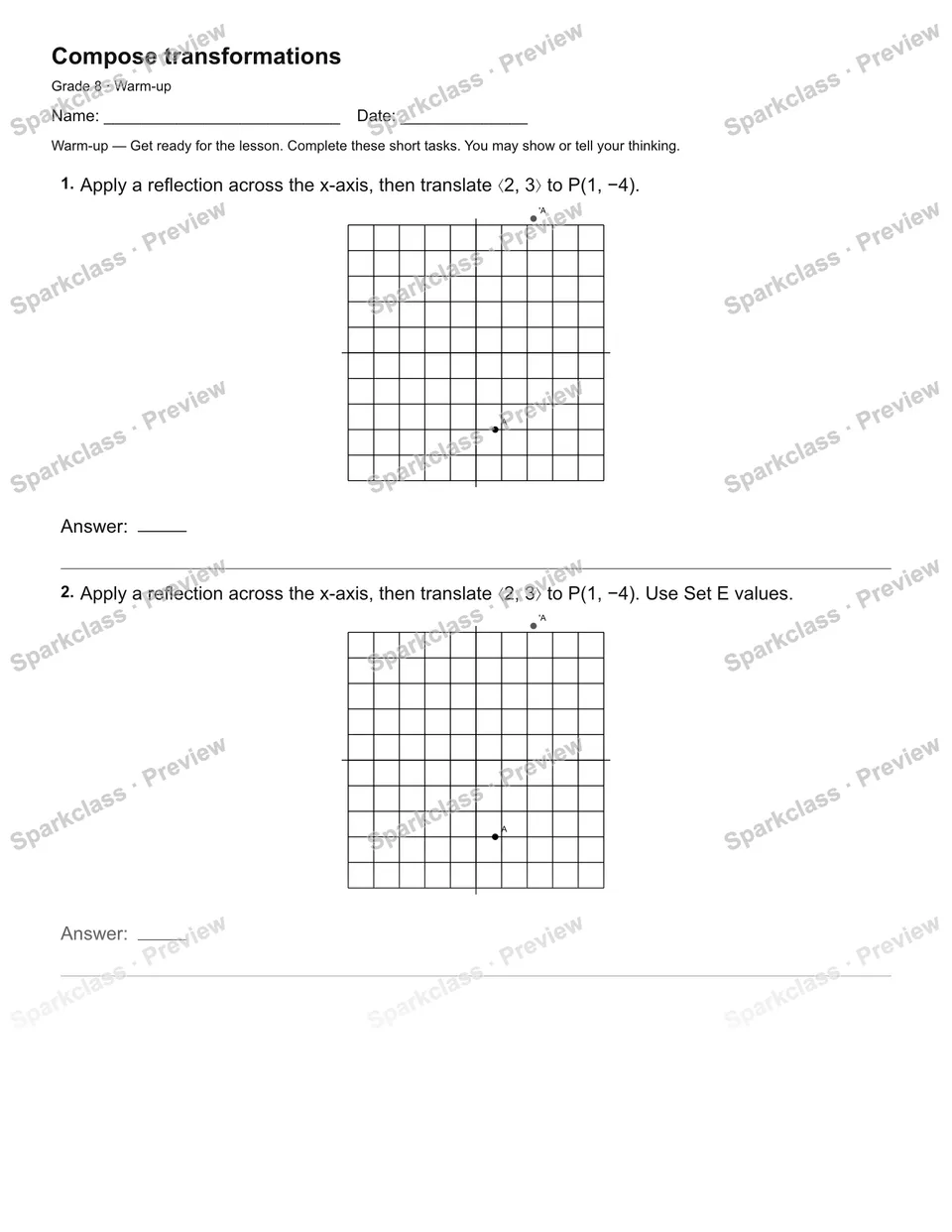 Compose transformations — Warm-up — page 2
