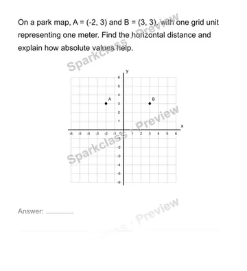 Use four quadrants, reflections and axis-aligned distances — Grade 6 problem preview
