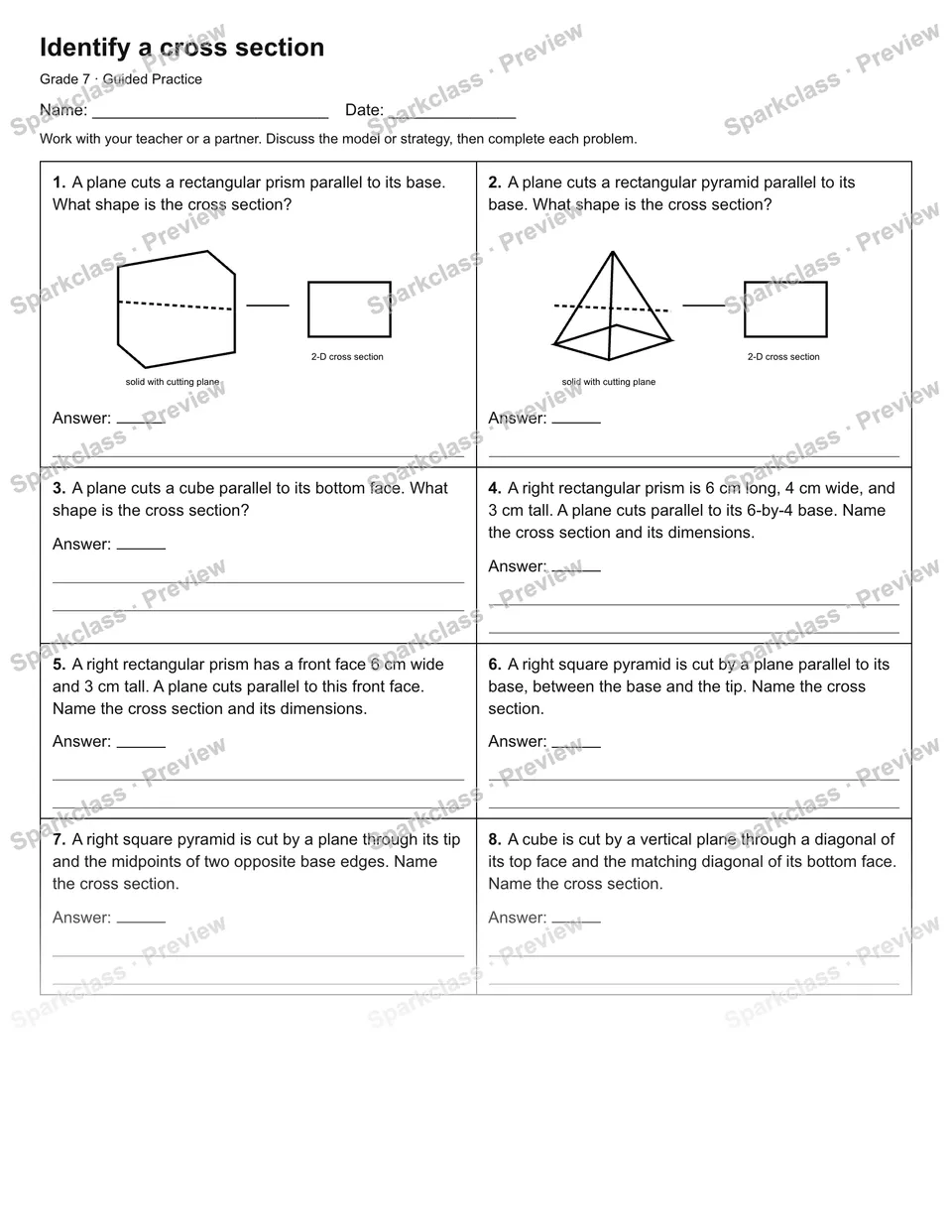 Identify a cross section — Guided Practice — page 1