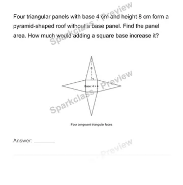 Use triangle-and-rectangle nets for surface area — Grade 6 problem preview