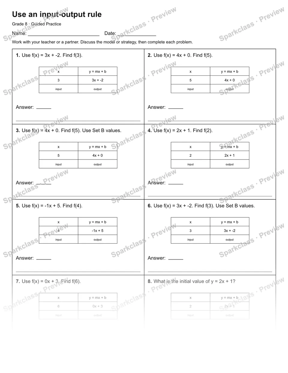 Use an input-output rule — Guided Practice — page 1