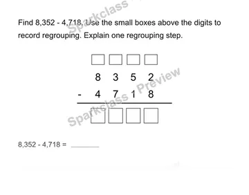 Subtract whole numbers — Grade 4 problem preview