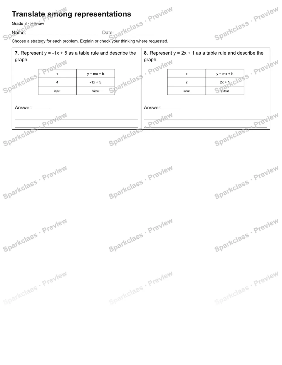 Translate among representations — Review — page 2