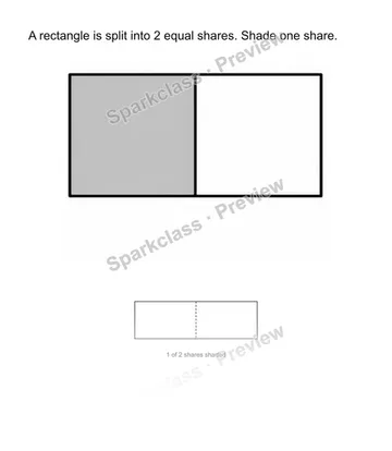 Shade one share — Grade 2 problem preview