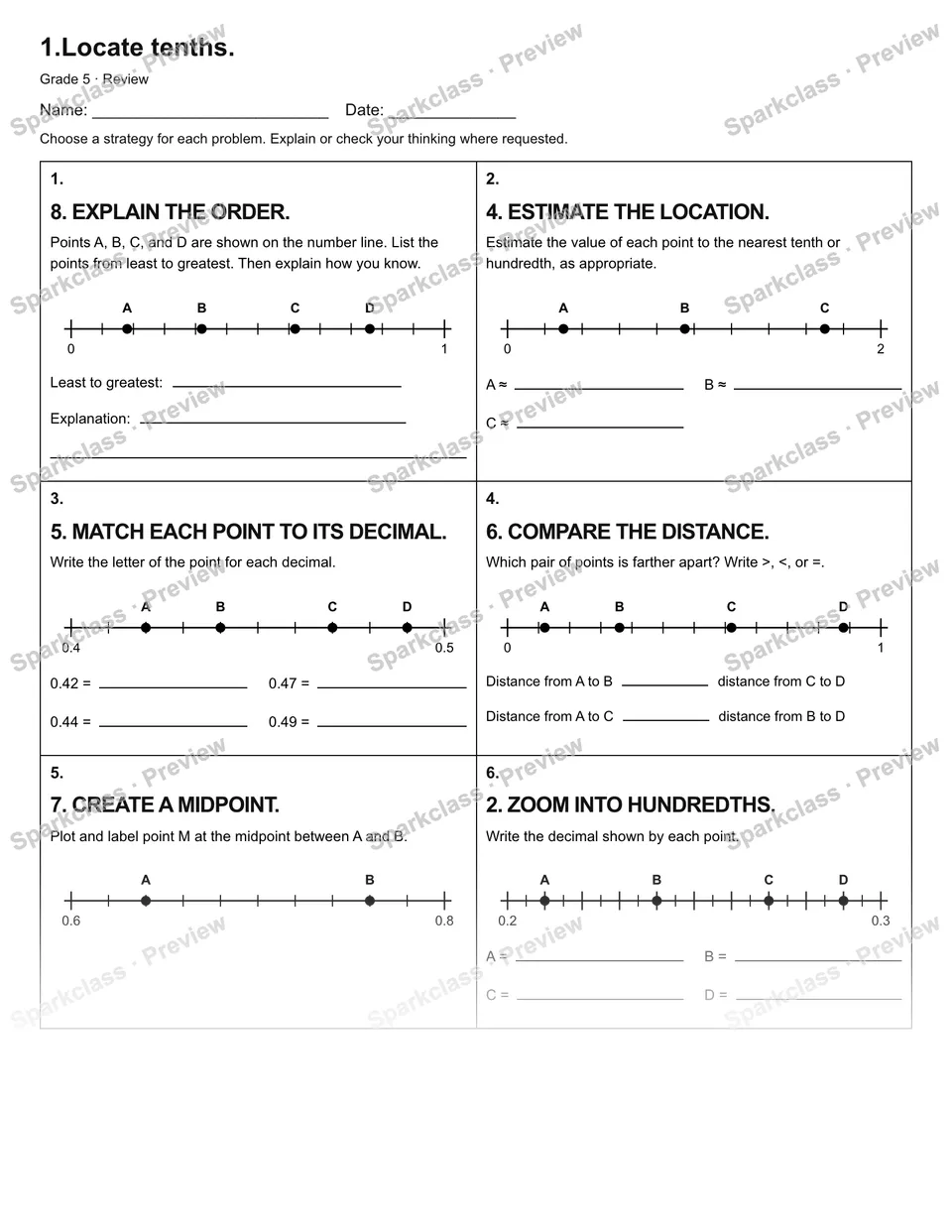 1.Locate tenths. — Review — page 1