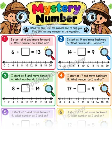 Mystery Number — Grade 1 worksheet preview